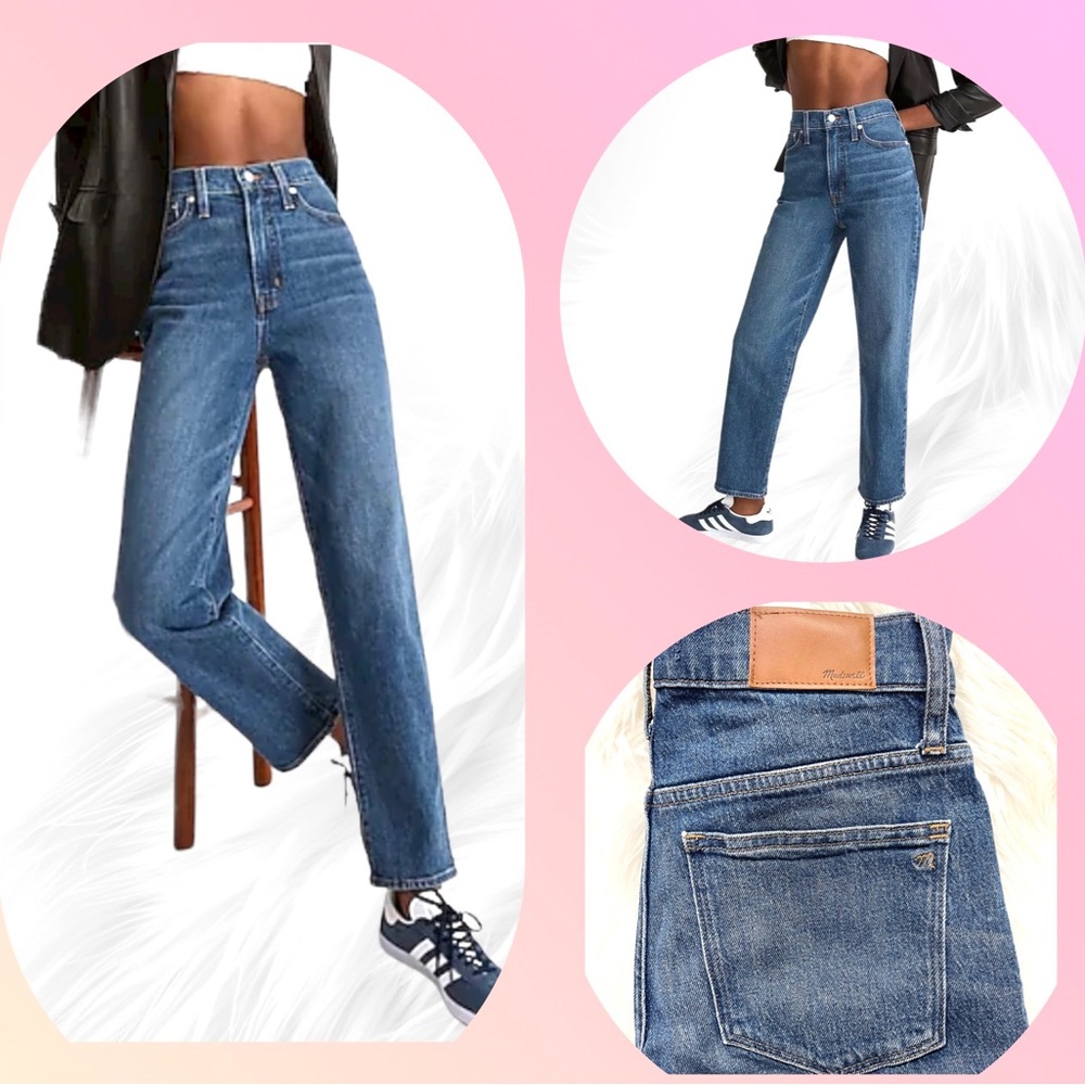 🌸NWOT MADEWELL high Rise Blue Denim Classic Straight Jean size 25 for Women’s